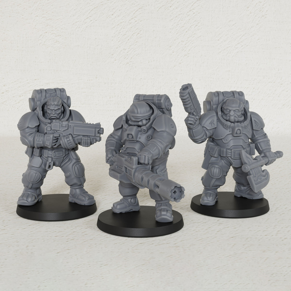 AS1014 Sci-Fi Space Dwarf Heavy Infantry Miniatures Set, Unpainted Resin Wargaming Minis, Figure Separate from Base for Tabletop RPG