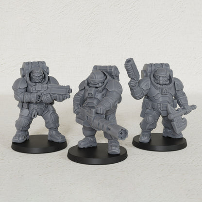 AS1014 Sci-Fi Space Dwarf Heavy Infantry Miniatures Set, Unpainted Resin Wargaming Minis, Figure Separate from Base for Tabletop RPG