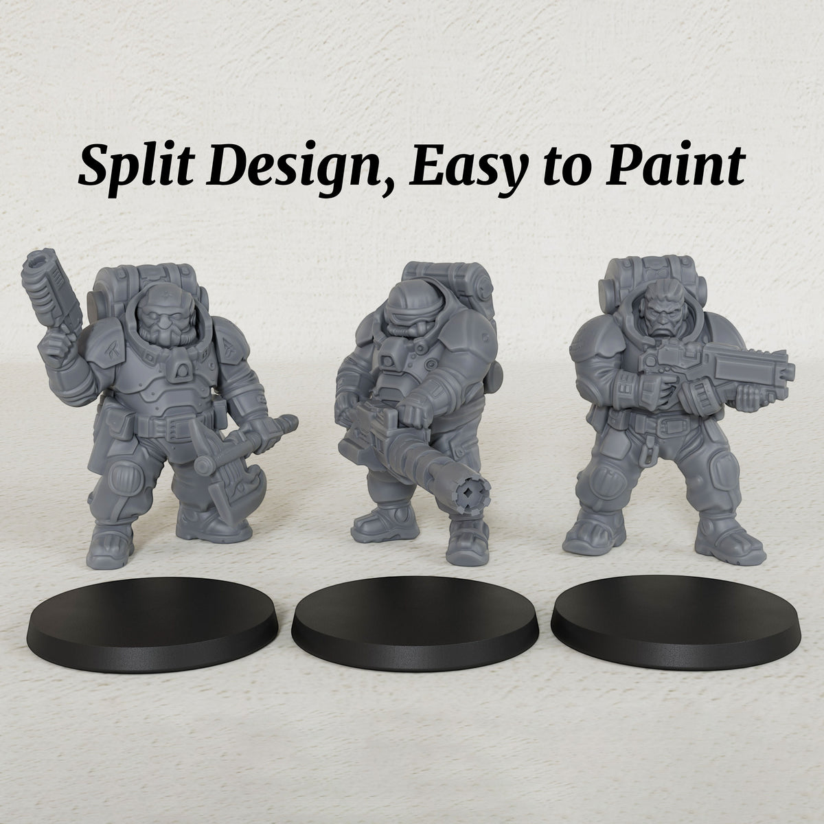 AS1014 Sci-Fi Space Dwarf Heavy Infantry Miniatures Set, Unpainted Resin Wargaming Minis, Figure Separate from Base for Tabletop RPG