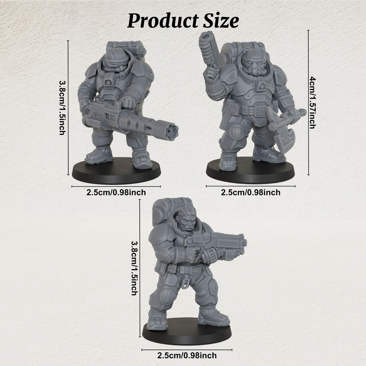 AS1014 Sci-Fi Space Dwarf Heavy Infantry Miniatures Set, Unpainted Resin Wargaming Minis, Figure Separate from Base for Tabletop RPG