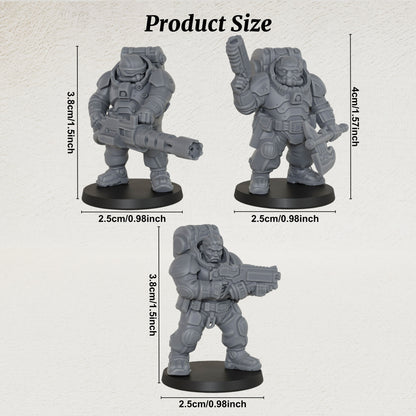AS1014 Sci-Fi Space Dwarf Heavy Infantry Miniatures Set, Unpainted Resin Wargaming Minis, Figure Separate from Base for Tabletop RPG