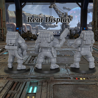 AS1014 Sci-Fi Space Dwarf Heavy Infantry Miniatures Set, Unpainted Resin Wargaming Minis, Figure Separate from Base for Tabletop RPG