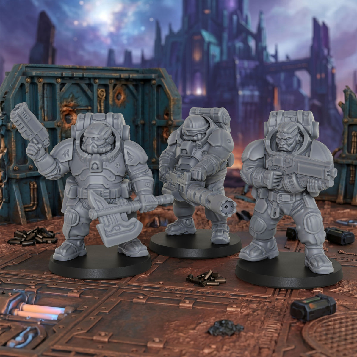 AS1014 Sci-Fi Space Dwarf Heavy Infantry Miniatures Set, Unpainted Resin Wargaming Minis, Figure Separate from Base for Tabletop RPG