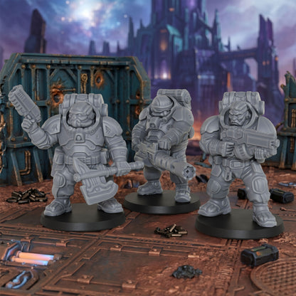 AS1014 Sci-Fi Space Dwarf Heavy Infantry Miniatures Set, Unpainted Resin Wargaming Minis, Figure Separate from Base for Tabletop RPG