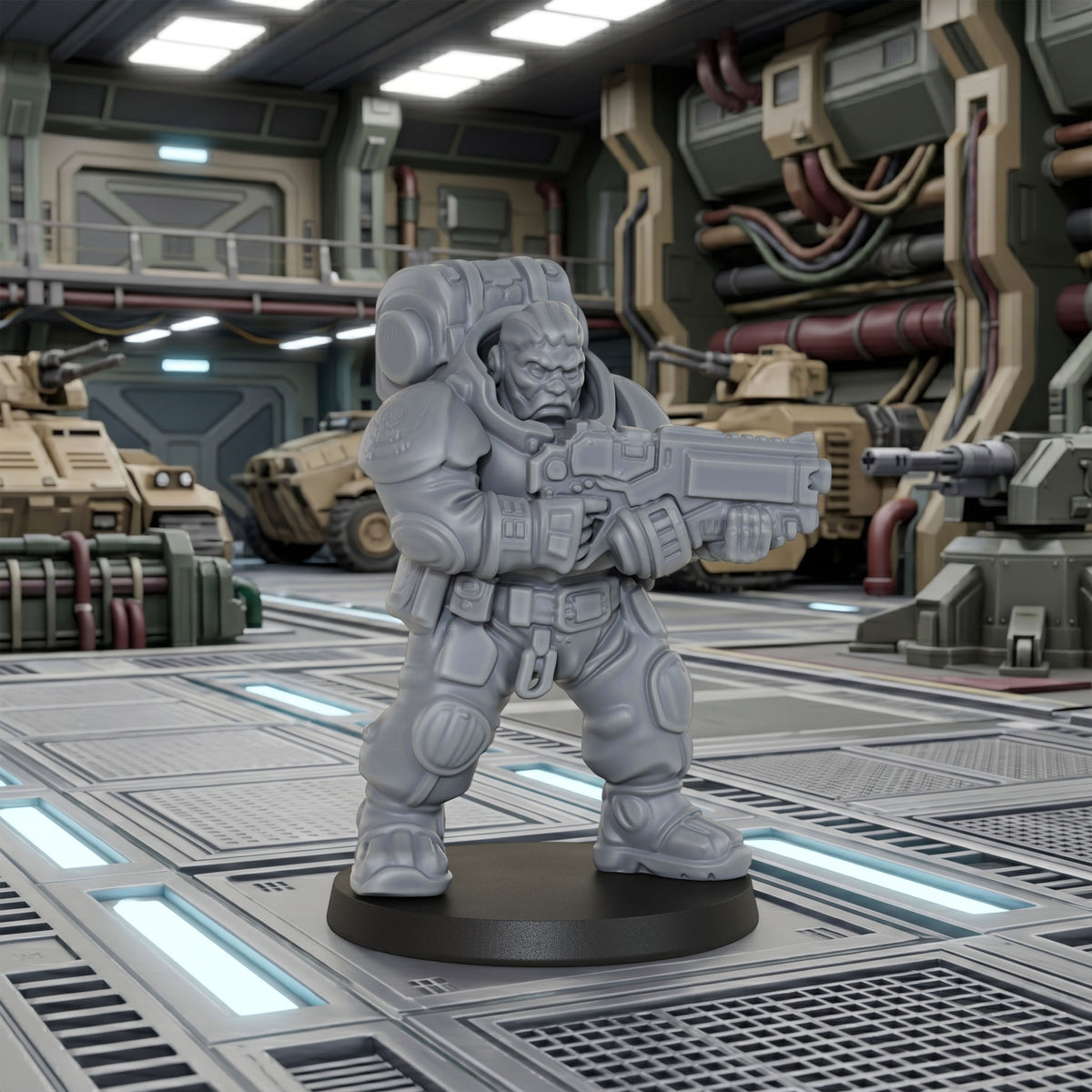 AS1014 Sci-Fi Space Dwarf Heavy Infantry Miniatures Set, Unpainted Resin Wargaming Minis, Figure Separate from Base for Tabletop RPG