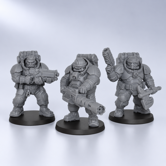 AS1014 Sci-Fi Space Dwarf Heavy Infantry Miniatures Set, Unpainted Resin Wargaming Minis, Figure Separate from Base for Tabletop RPG