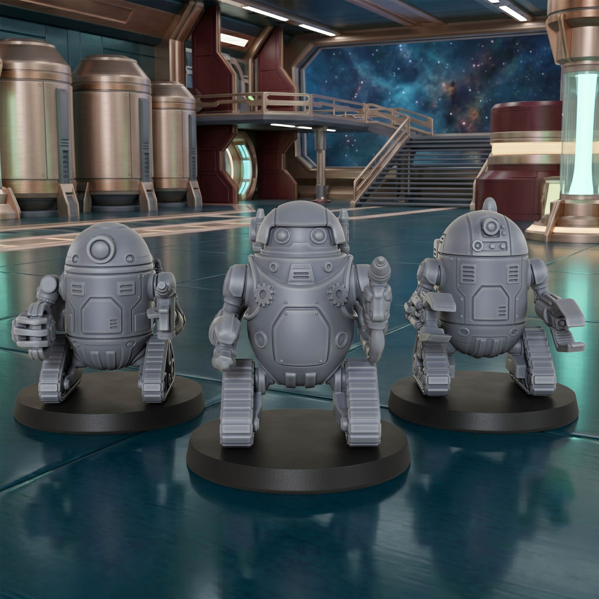 AS1016 Retro Droids Miniatures, Unpainted Resin Figures for TTRPG Tabletop Gaming
