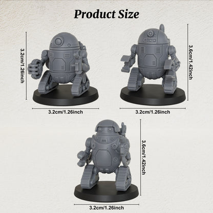 AS1016 Retro Droids Miniatures, Unpainted Resin Figures for TTRPG Tabletop Gaming