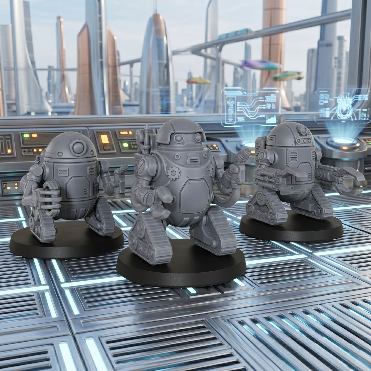 AS1016 Retro Droids Miniatures, Unpainted Resin Figures for TTRPG Tabletop Gaming