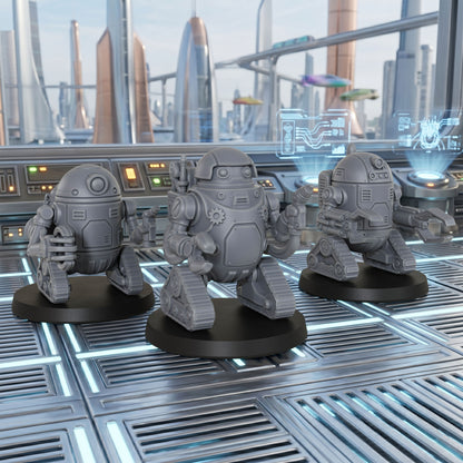 AS1016 Retro Droids Miniatures, Unpainted Resin Figures for TTRPG Tabletop Gaming