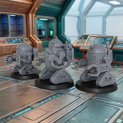 AS1016 Retro Droids Miniatures, Unpainted Resin Figures for TTRPG Tabletop Gaming