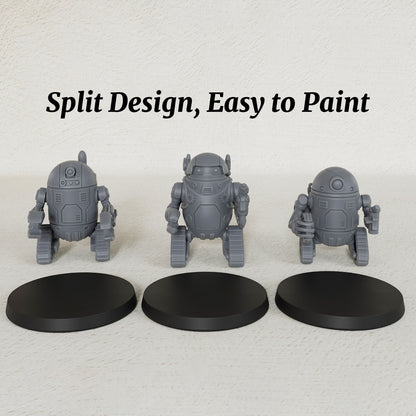 AS1016 Retro Droids Miniatures, Unpainted Resin Figures for TTRPG Tabletop Gaming