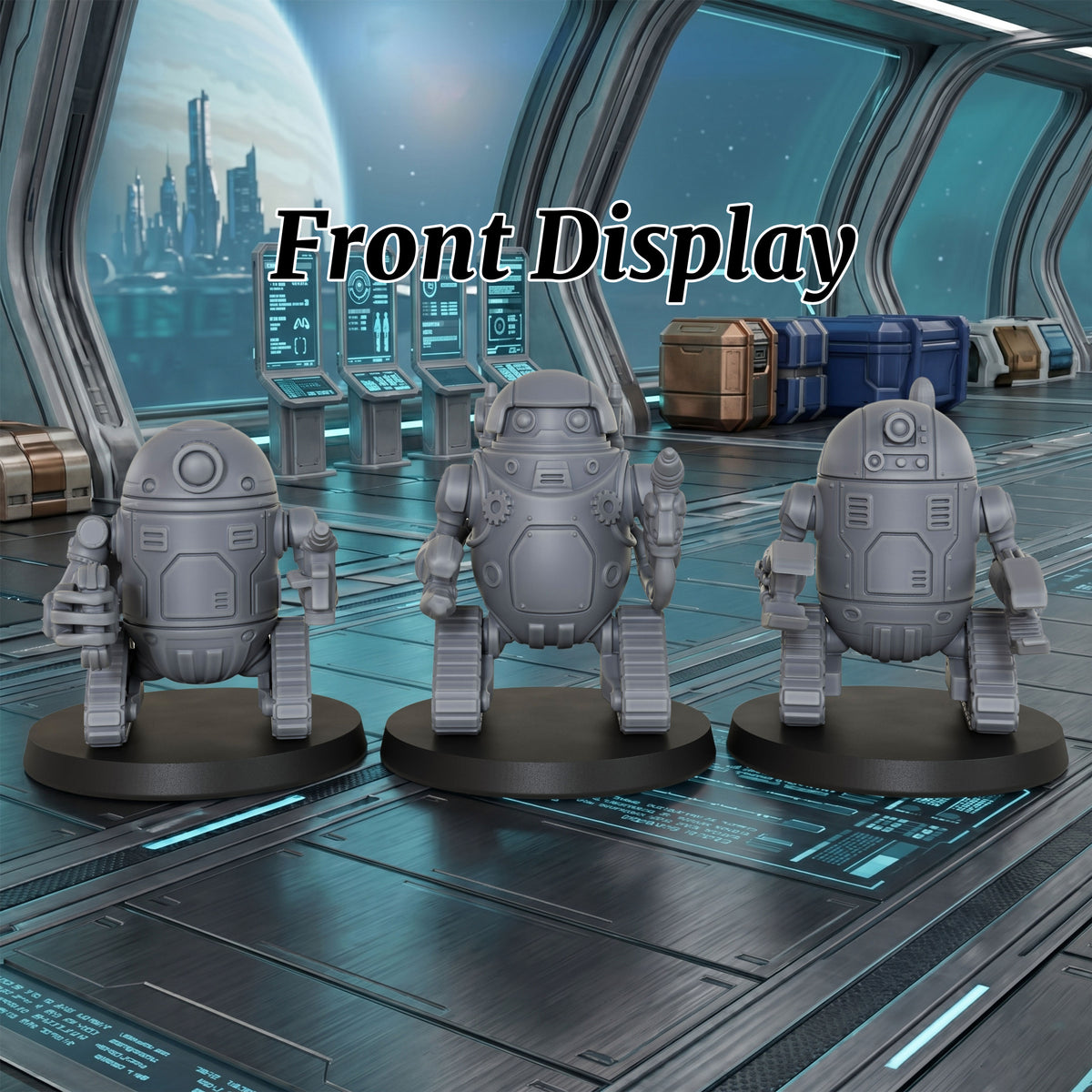 AS1016 Retro Droids Miniatures, Unpainted Resin Figures for TTRPG Tabletop Gaming