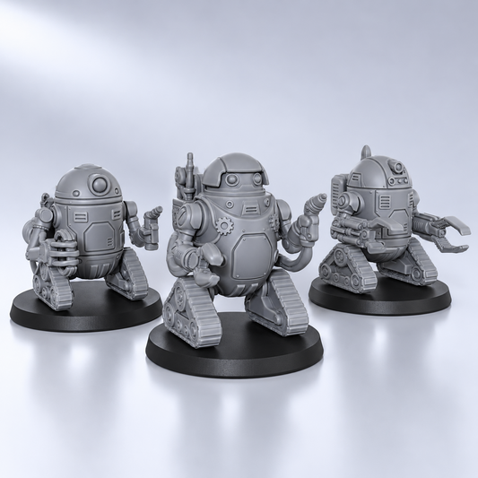 AS1016 Retro Droids Miniatures, Unpainted Resin Figures for TTRPG Tabletop Gaming