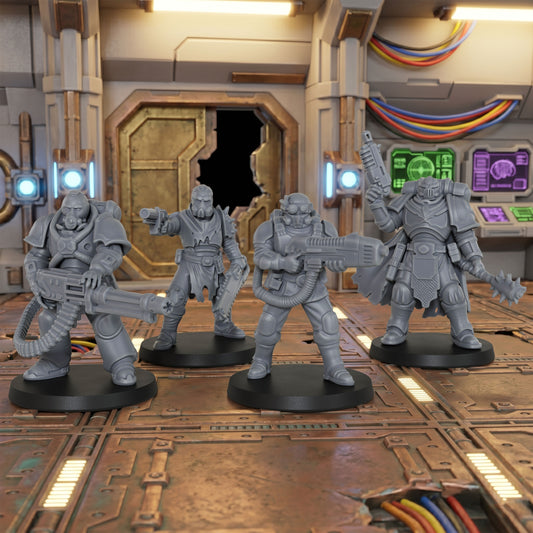 AS1018 Sci-Fi Commando Miniatures, Futuristic Soldier Wargame Figures, Unpainted Tabletop Minis for TTRPG