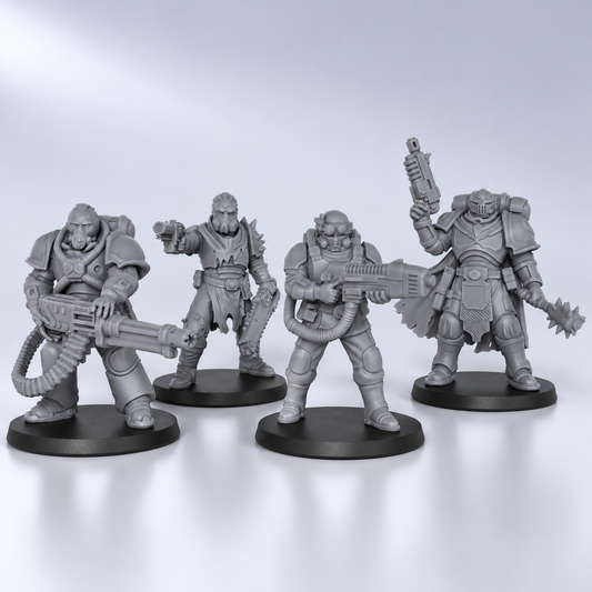 AS1018 Sci-Fi Commando Miniatures, Futuristic Soldier Wargame Figures, Unpainted Tabletop Minis for TTRPG