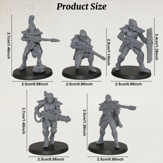 AS1020 Sci-Fi Strike Team Miniatures, Futuristic armored infantry squad, Diversified weapon loadouts, Sci-Fi mini figures for TTRPG and Wargame