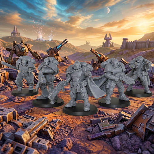 AS1021 Vanguard Warriors Resin Miniatures, TTRPG Sci-Fi Models, Perfect for Collection & Gift