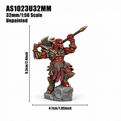 AS1023 Dragonborn Barbarian Fantasy Miniature, DnD Dragonborn Warrior Wargame Mini, Painted & Unpainted Versions, Tabletop TTRPG Figure, Hobby Gift & Collectible