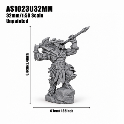 AS1023 Dragonborn Barbarian Fantasy Miniature, DnD Dragonborn Warrior Wargame Mini, Painted & Unpainted Versions, Tabletop TTRPG Figure, Hobby Gift & Collectible