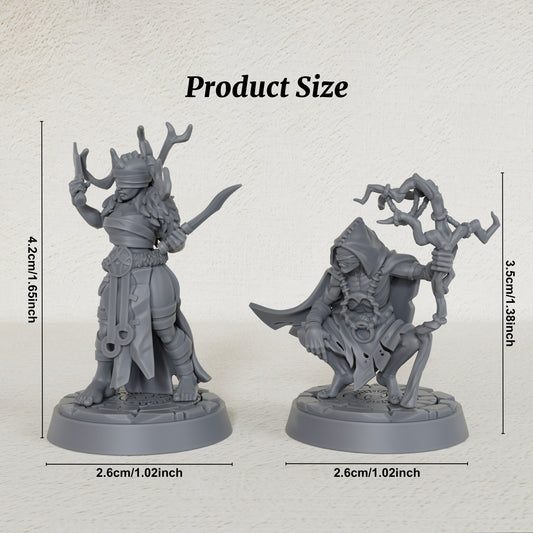 AS1028 Blind Seers Resin Miniature Set, 2 Pcs Blind Oracle Shamans, Unpainted Fantasy Wargame Minis, DND RPG Character Figures