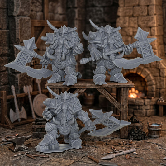 AS1030 Dwarf Commanders Resin Miniature Set, 3 Pcs Dwarf Chieftain Warriors, Unpainted Fantasy Wargame Minis, DND RPG Figures