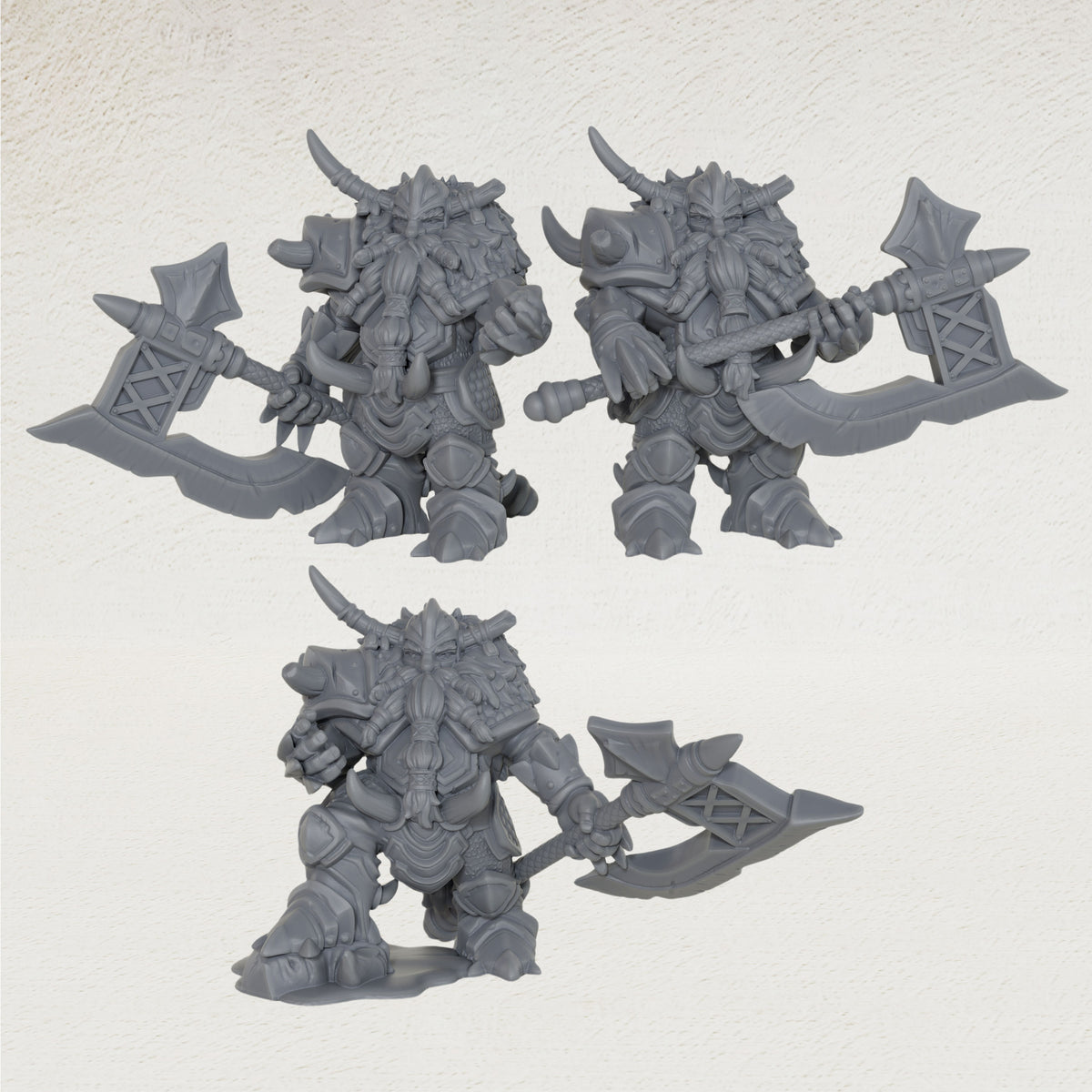 AS1030 Dwarf Commanders Resin Miniature Set, 3 Pcs Dwarf Chieftain Warriors, Unpainted Fantasy Wargame Minis, DND RPG Figures