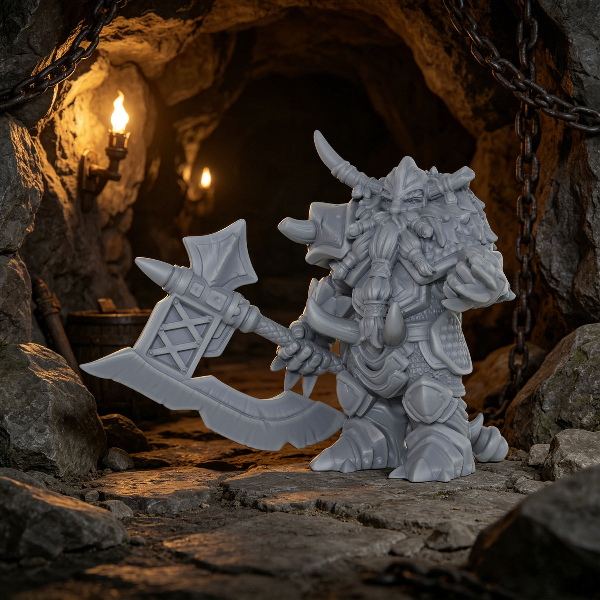 AS1030 Dwarf Commanders Resin Miniature Set, 3 Pcs Dwarf Chieftain Warriors, Unpainted Fantasy Wargame Minis, DND RPG Figures
