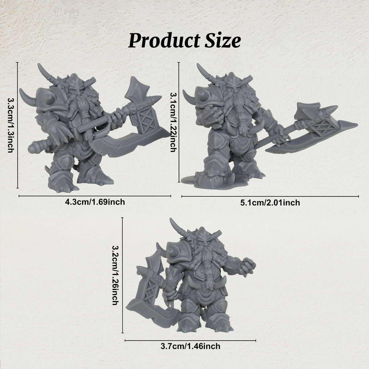 AS1030 Dwarf Commanders Resin Miniature Set, 3 Pcs Dwarf Chieftain Warriors, Unpainted Fantasy Wargame Minis, DND RPG Figures