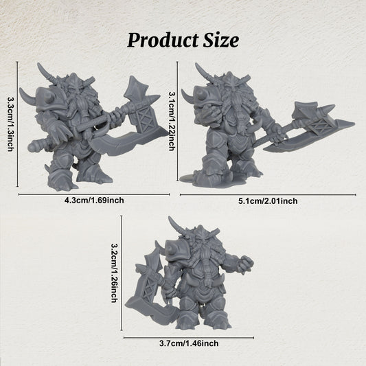 AS1030 Dwarf Commanders Resin Miniature Set, 3 Pcs Dwarf Chieftain Warriors, Unpainted Fantasy Wargame Minis, DND RPG Figures