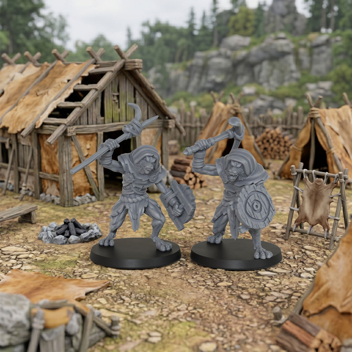 AS1032 Werewolf Set Resin Miniature Pack, 5 Pcs Lycanthrope Command Group, Unpainted Fantasy Wargame Minis, DND RPG Monster Figures