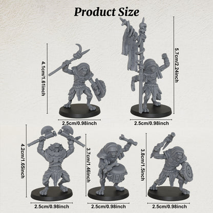 AS1032 Werewolf Set Resin Miniature Pack, 5 Pcs Lycanthrope Command Group, Unpainted Fantasy Wargame Minis, DND RPG Monster Figures