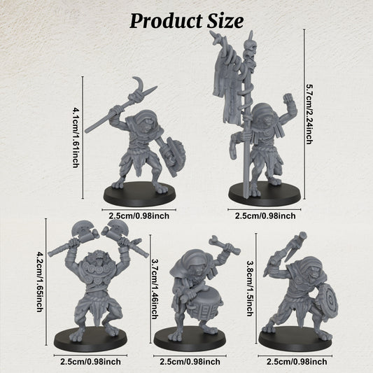 AS1032 Werewolf Set Resin Miniature Pack, 5 Pcs Lycanthrope Command Group, Unpainted Fantasy Wargame Minis, DND RPG Monster Figures