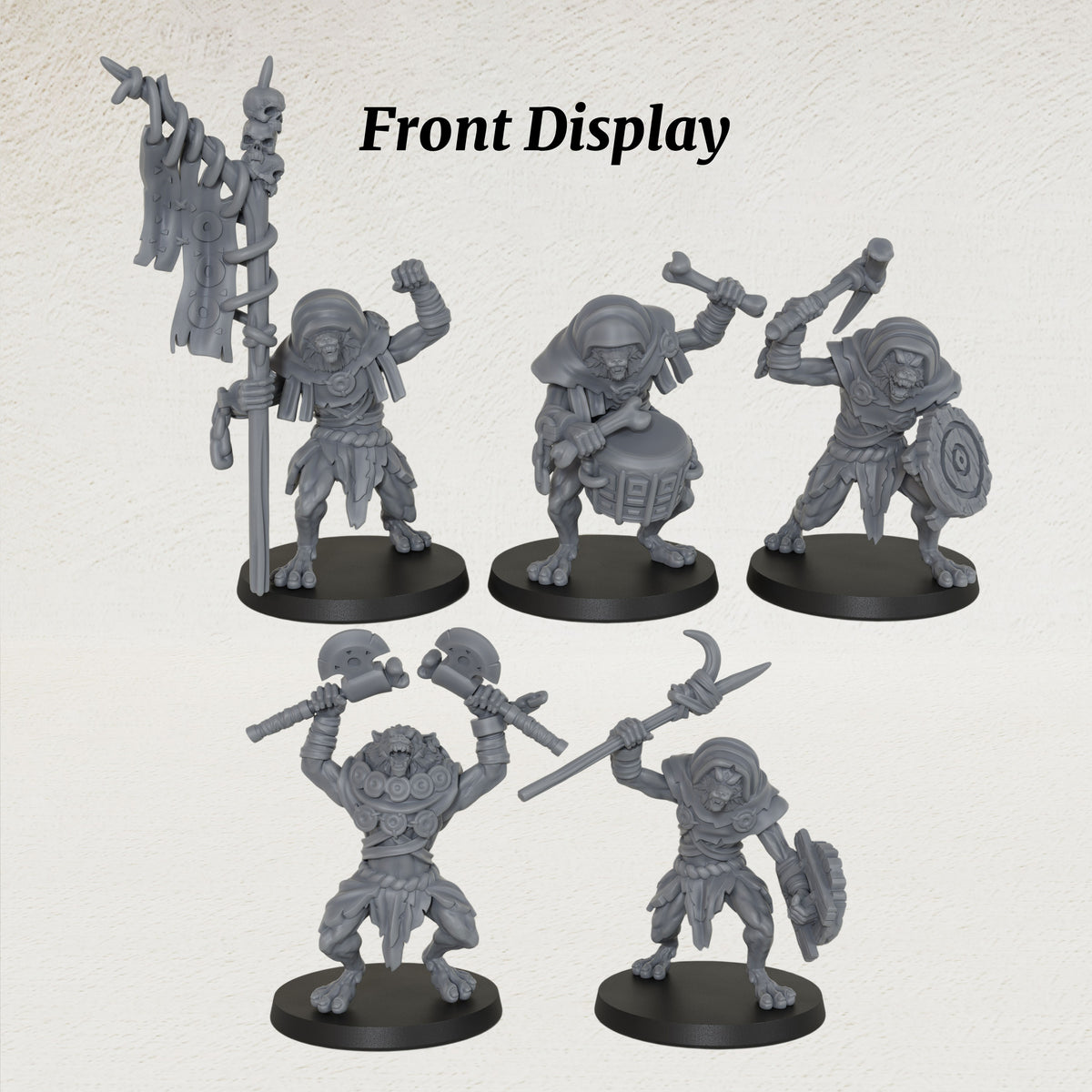 AS1032 Werewolf Set Resin Miniature Pack, 5 Pcs Lycanthrope Command Group, Unpainted Fantasy Wargame Minis, DND RPG Monster Figures