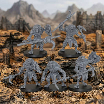 AS1033 Werewolf Resin Miniature Set, 5 Styles Lycanthrope Warriors, Unpainted Fantasy Wargame Minis, DND RPG Monster Figures