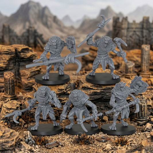 AS1033 Werewolf Resin Miniature Set, 5 Styles Lycanthrope Warriors, Unpainted Fantasy Wargame Minis, DND RPG Monster Figures