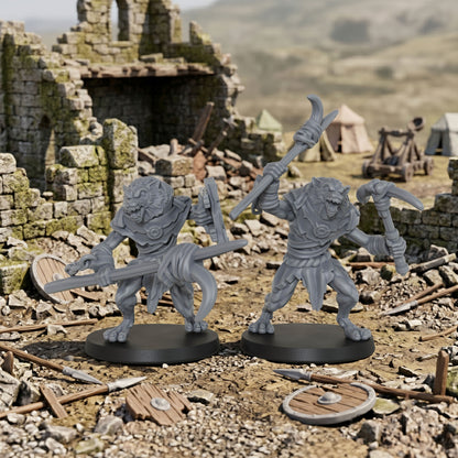 AS1033 Werewolf Resin Miniature Set, 5 Styles Lycanthrope Warriors, Unpainted Fantasy Wargame Minis, DND RPG Monster Figures