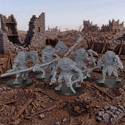 AS1033 Werewolf Resin Miniature Set, 5 Styles Lycanthrope Warriors, Unpainted Fantasy Wargame Minis, DND RPG Monster Figures