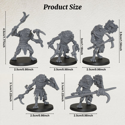 AS1033 Werewolf Resin Miniature Set, 5 Styles Lycanthrope Warriors, Unpainted Fantasy Wargame Minis, DND RPG Monster Figures