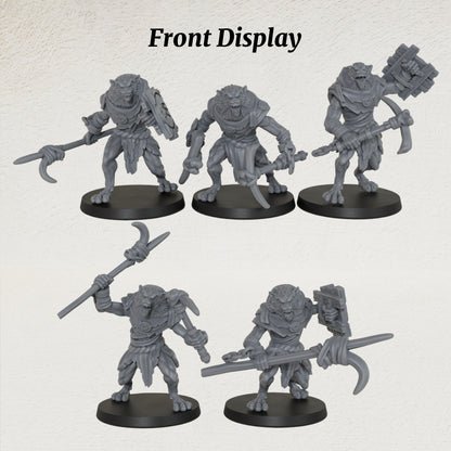 AS1033 Werewolf Resin Miniature Set, 5 Styles Lycanthrope Warriors, Unpainted Fantasy Wargame Minis, DND RPG Monster Figures