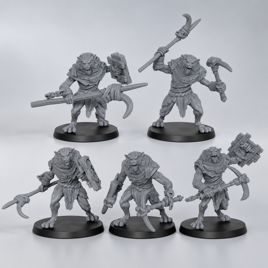 AS1033 Werewolf Resin Miniature Set, 5 Styles Lycanthrope Warriors, Unpainted Fantasy Wargame Minis, DND RPG Monster Figures