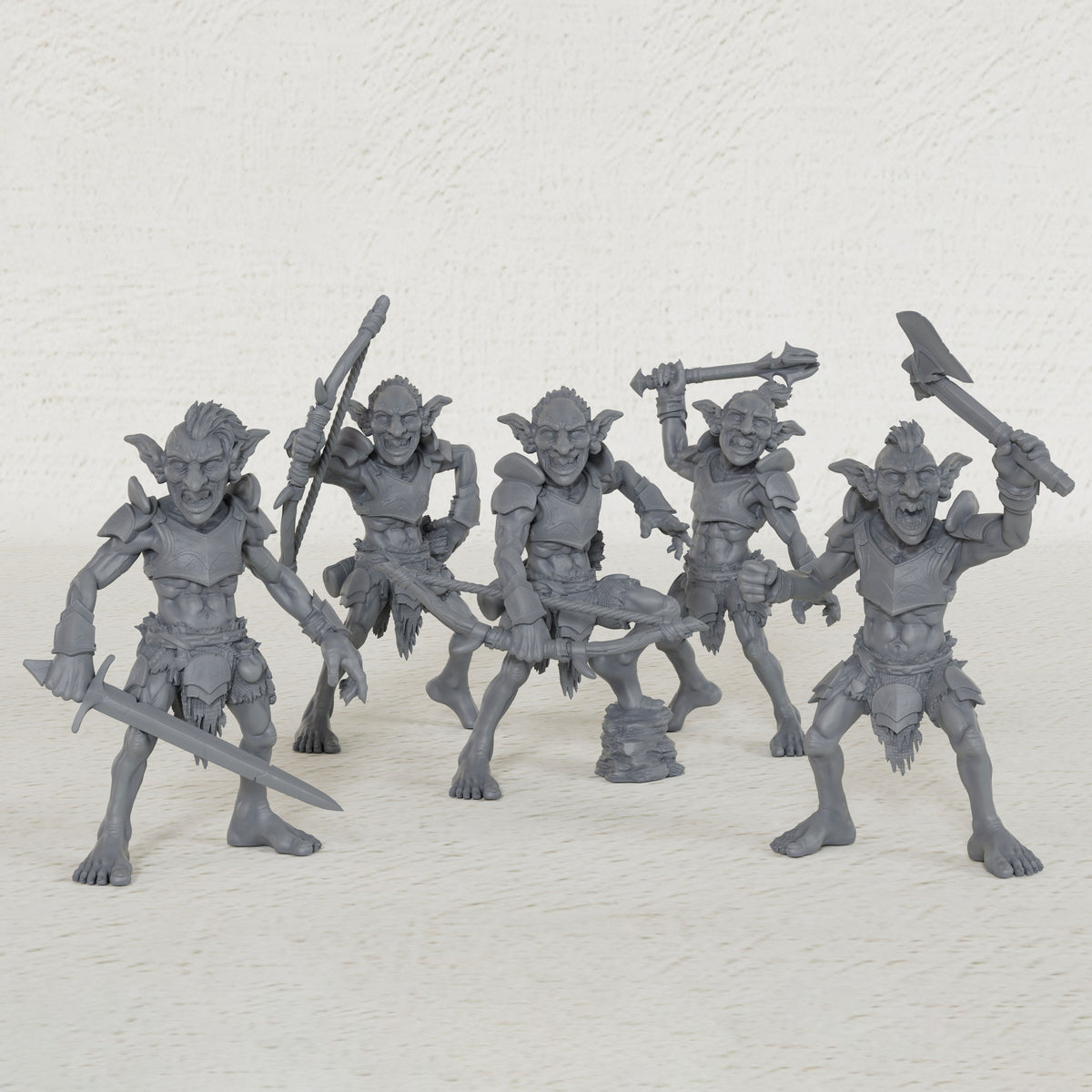 AS1035 Goblin Raider Resin Miniature Set, 5 Styles Goblin Raiders, Unpainted Fantasy Wargame Minis, DND RPG Monster Figures