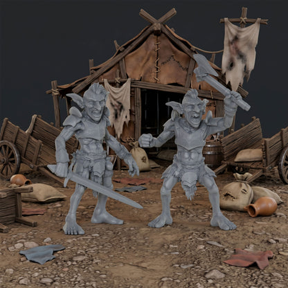 AS1035 Goblin Raider Resin Miniature Set, 5 Styles Goblin Raiders, Unpainted Fantasy Wargame Minis, DND RPG Monster Figures