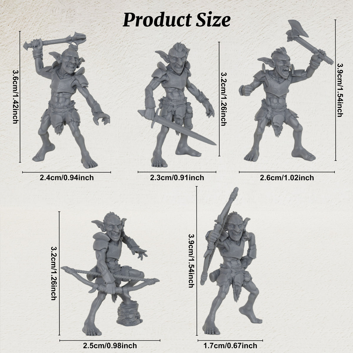 AS1035 Goblin Raider Resin Miniature Set, 5 Styles Goblin Raiders, Unpainted Fantasy Wargame Minis, DND RPG Monster Figures
