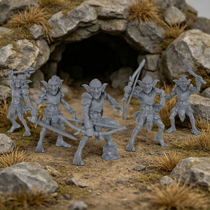 AS1035 Goblin Raider Resin Miniature Set, 5 Styles Goblin Raiders, Unpainted Fantasy Wargame Minis, DND RPG Monster Figures