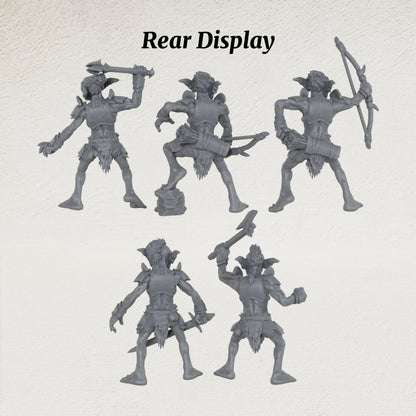 AS1035 Goblin Raider Resin Miniature Set, 5 Styles Goblin Raiders, Unpainted Fantasy Wargame Minis, DND RPG Monster Figures