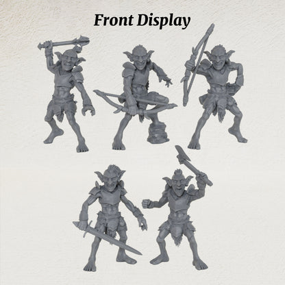 AS1035 Goblin Raider Resin Miniature Set, 5 Styles Goblin Raiders, Unpainted Fantasy Wargame Minis, DND RPG Monster Figures