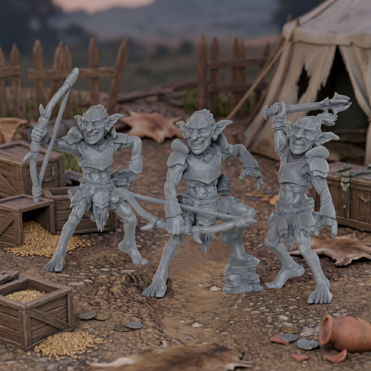 AS1035 Goblin Raider Resin Miniature Set, 5 Styles Goblin Raiders, Unpainted Fantasy Wargame Minis, DND RPG Monster Figures