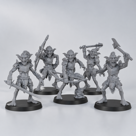 AS1035 Goblin Raider Resin Miniature Set, 5 Styles Goblin Raiders, Unpainted Fantasy Wargame Minis, DND RPG Monster Figures