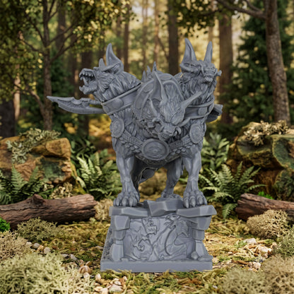 AS1042 Dire Wolf Rider Resin Miniature, Orc Rider on Armored Two-Headed Dire Wolf, Unpainted Fantasy Wargame Figure, DND RPG Monster Model